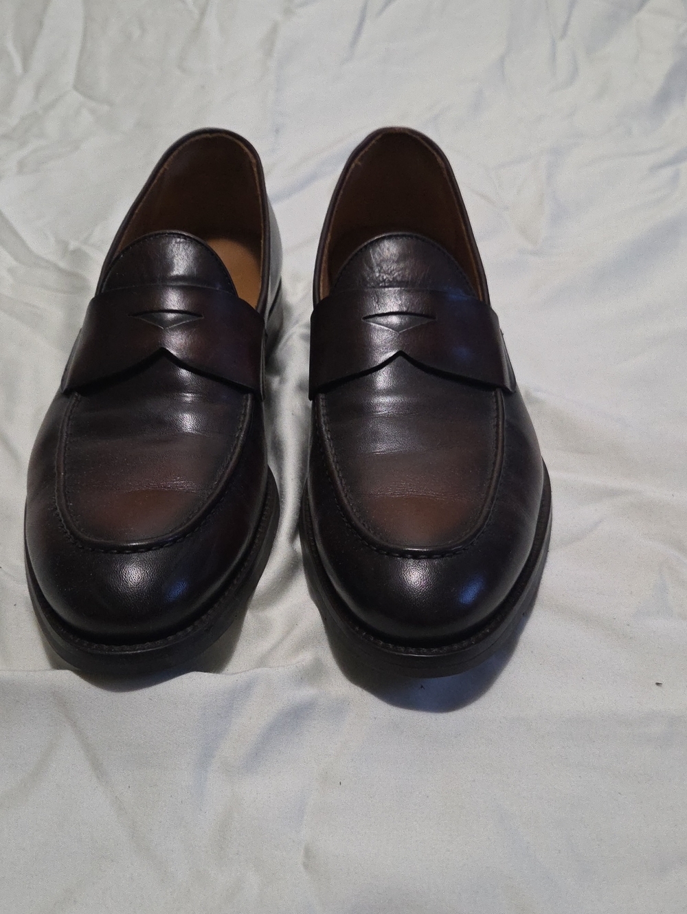 Men's Brown Leather Penny Loafers — Sleek Slip-On Dress Shoes